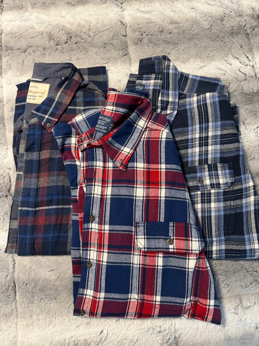 Woolrich Red and Blue Plaid Button-Down Shirt